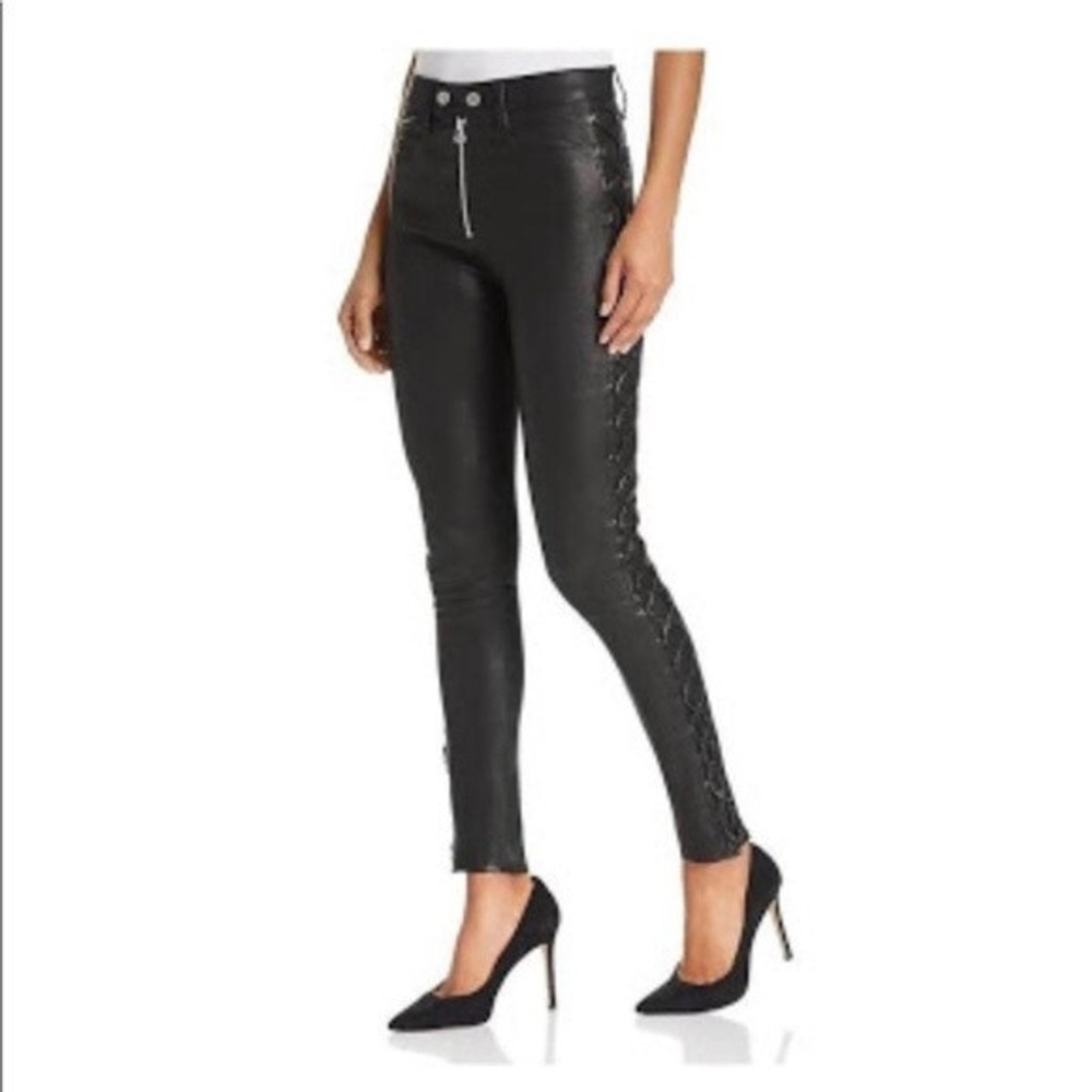 Rag & Bone High Kiku Lamb Leather Pants Black Sz 27 Glam Rock Goth Metal